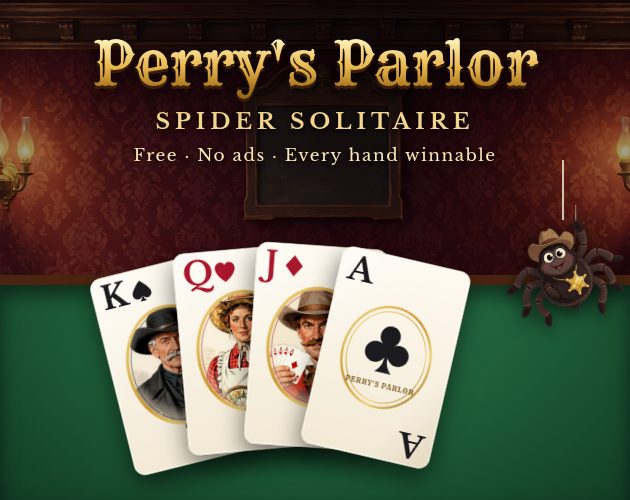 Perry's Parlor: playing cards on green felt in an Old West saloon